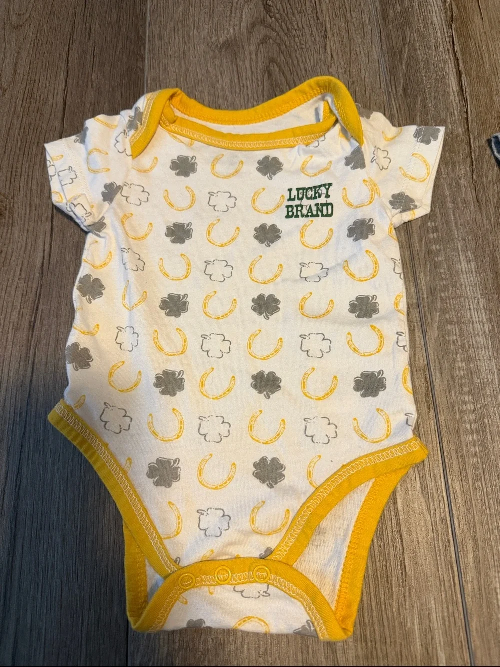 Lucky Brand Baby Bodysuit Set — Green, Yellow, Gray & White